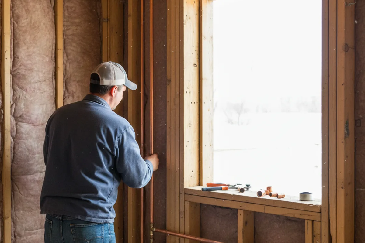 Licensed plumber running new copper supply lines in a Big Sandy home
